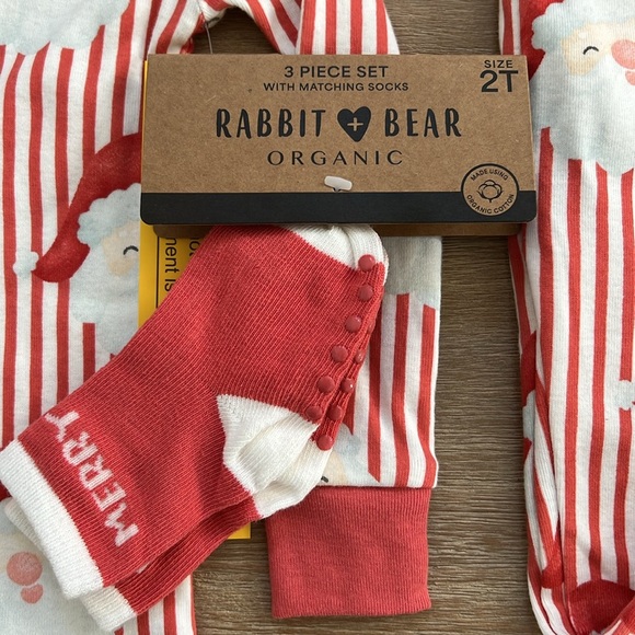 🎄Rabbit + Bear Toddler Boy Girl Organic Cotton Pajama Set 18 month 3T - Picture 4 of 6